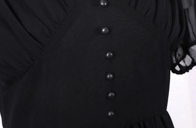 Vintage 50er Jahre Schwarzes Langes Kleid