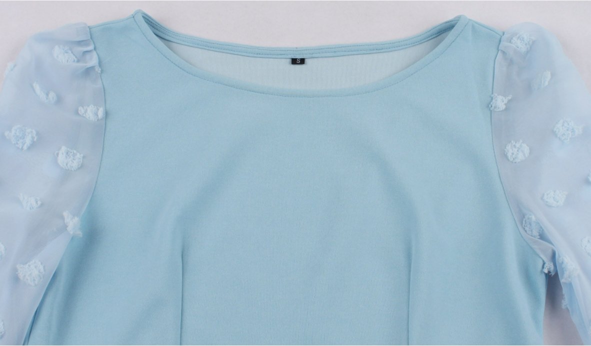 Blaues Boho Langes Vintage Kleid