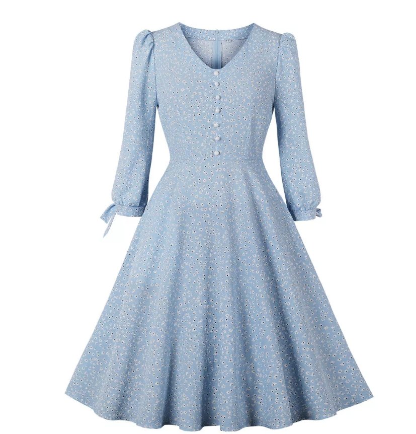 Langes Vintage-Kleid im Boho-Stil mit Blumenmuster