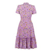 Lavendel Kurzarm Vintage Kleid