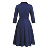 Marineblaues, langärmliges Vintage-Kleid