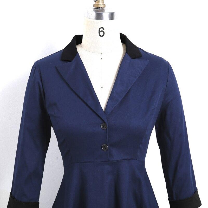 Marineblaues, langärmliges Vintage-Kleid