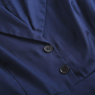 Marineblaues, langärmliges Vintage-Kleid