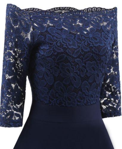 60er Jahre Hochzeitskleid Marine