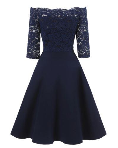 60er Jahre Hochzeitskleid Marine