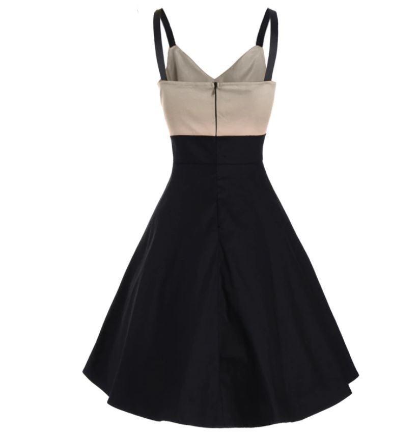 Beiges Midi-Vintage-Kleid