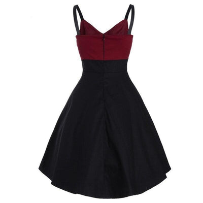 Weinrotes Midi-Vintage-Kleid