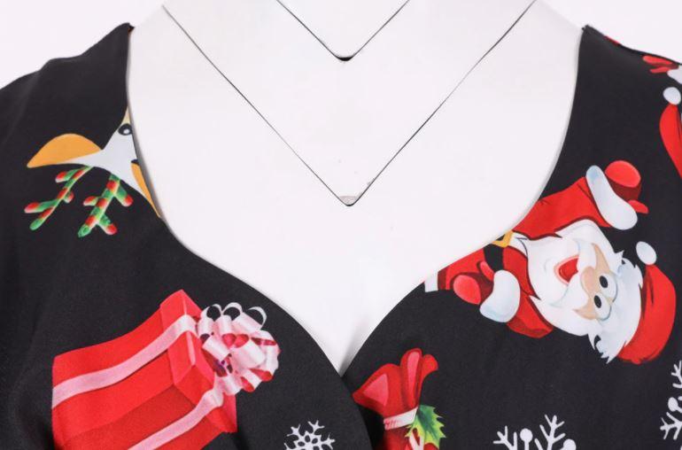 Plus Size Weihnachts-Vintage-Kleid Schwarz