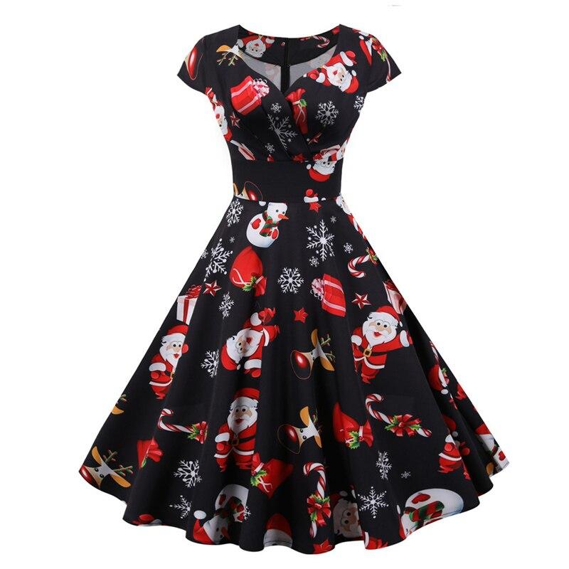 Plus Size Weihnachts-Vintage-Kleid Schwarz