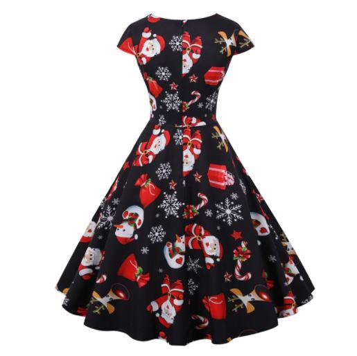 Plus Size Weihnachts-Vintage-Kleid Schwarz