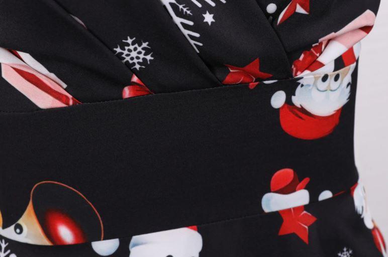 Plus Size Weihnachts-Vintage-Kleid Schwarz