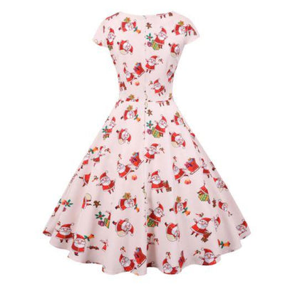 Rosa Plus-Size-Weihnachts-Vintage-Kleid