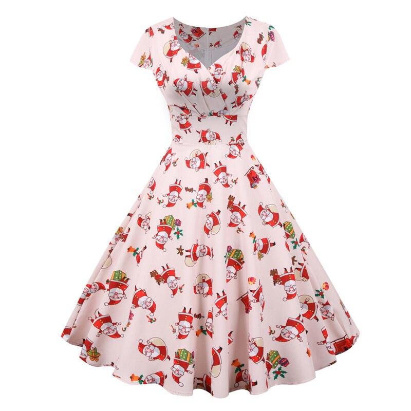 Rosa Plus-Size-Weihnachts-Vintage-Kleid