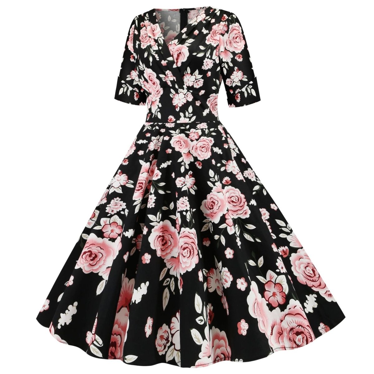 Schwarze Rosen Vintage Kleid