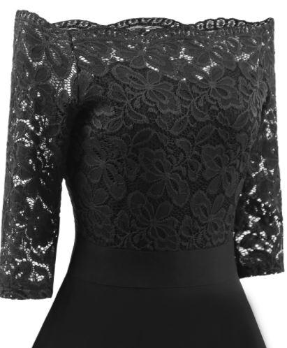 Vintage Schwarzes Kleid mit U-Boot-Ausschnitt