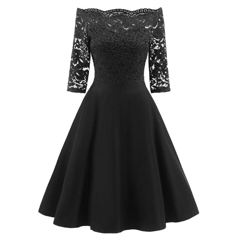 Vintage Schwarzes Kleid mit U-Boot-Ausschnitt