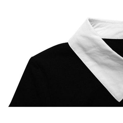 Schwarzes Vintage-Kleid mit weißem Kragen