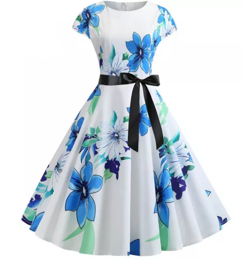 Vintage Kleid Pin Up Weiße Blumen