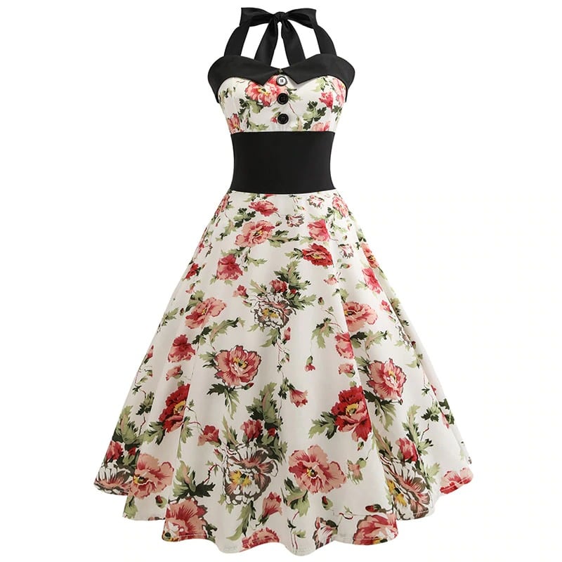 Geblümtes Pin-Up-Vintage-Kleid