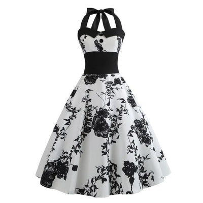 Vintage-Pin-Up-Kleid mit schwarzen Blumen