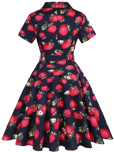 Erdbeer-Pin-Up-Vintage-Kleid