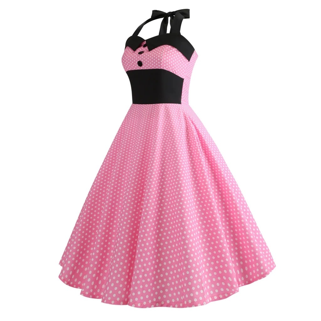 Pin-up-Vintage-Kleid mit rosa Punkten und Punkten