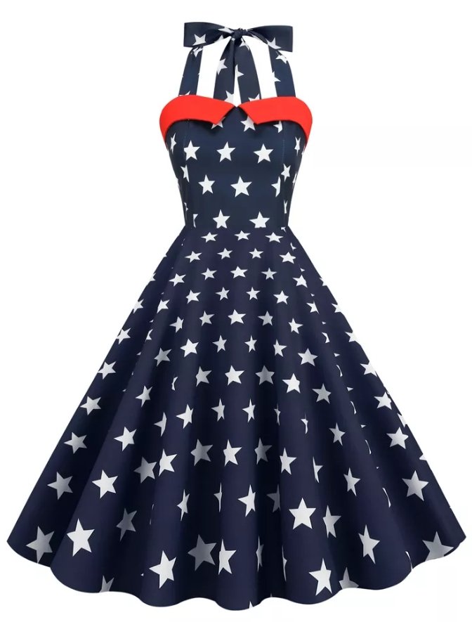 Bedrucktes Pin-Up-Vintage-Kleid aus den USA