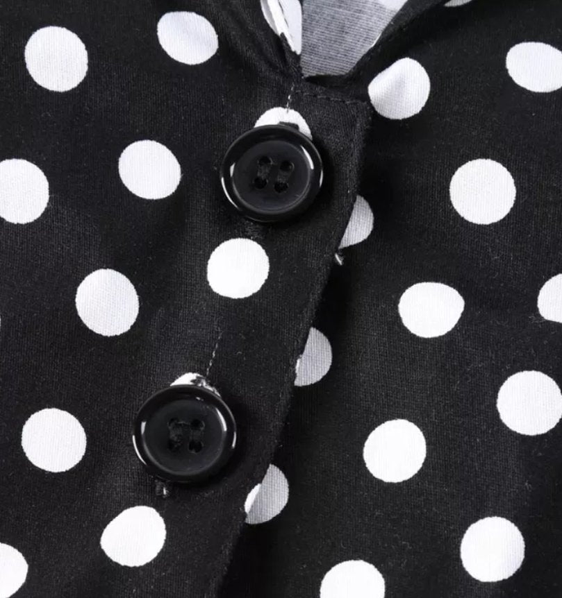 Vintage Pin Up Schwarzes Polka Dot Kleid