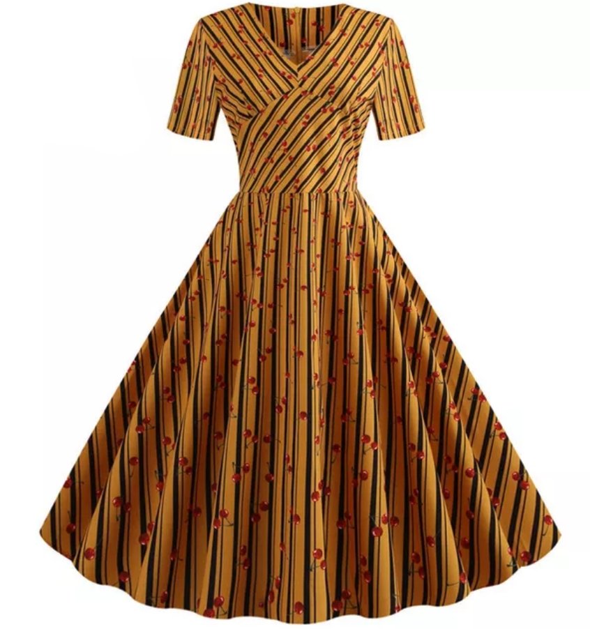 Vintage-Kleid mit Pin-Up-Streifen