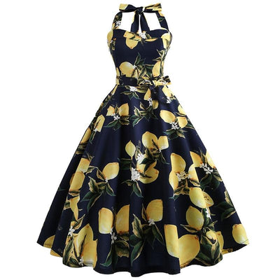 Zitronen-Pin-Up-Vintage-Kleid