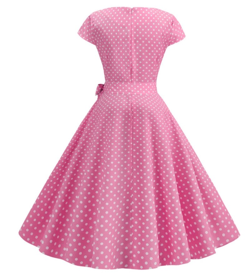 Rosa gepunktetes Pin-Up-Vintage-Kleid