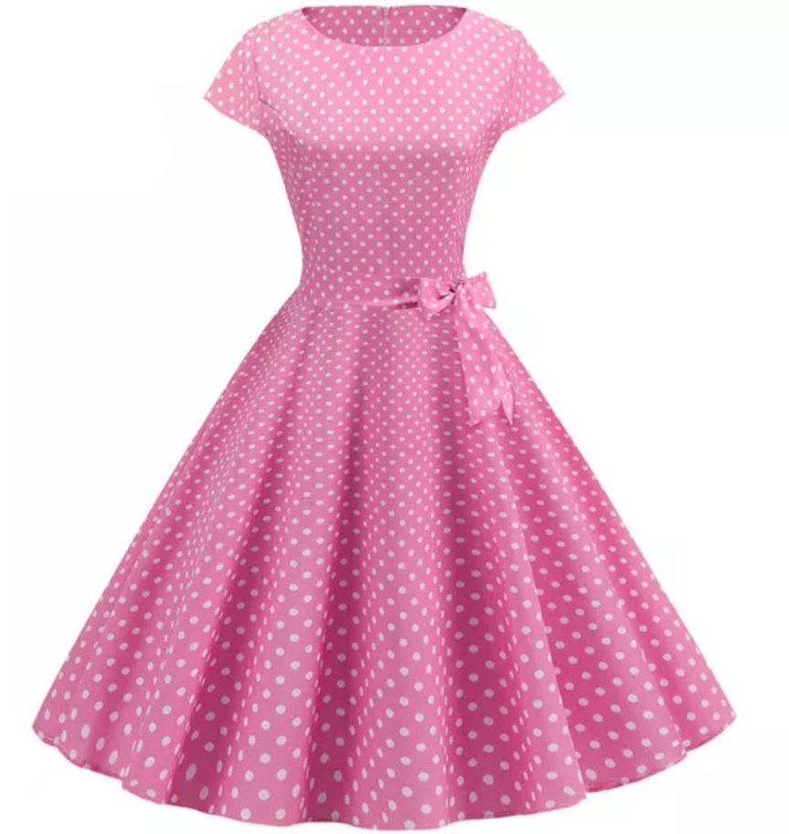 Rosa gepunktetes Pin-Up-Vintage-Kleid