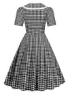 Vintage Kariertes Pin-Up-Kleid Schwarz