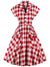 Rot kariertes Vintage Pin-Up-Kleid