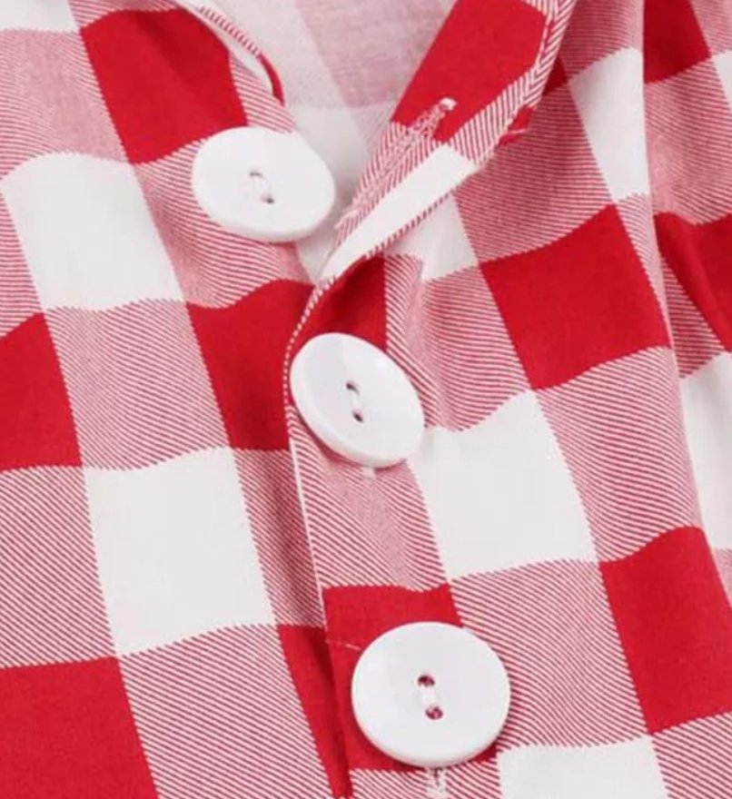 Rot kariertes Vintage Pin-Up-Kleid