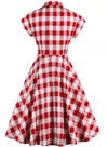 Rot kariertes Vintage Pin-Up-Kleid