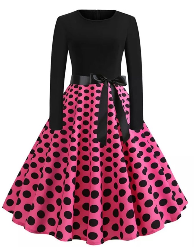 Pin-Up Vintage-Kleid mit rosa Punkten