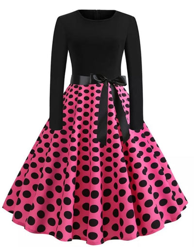 Pin-Up Vintage-Kleid mit rosa Punkten