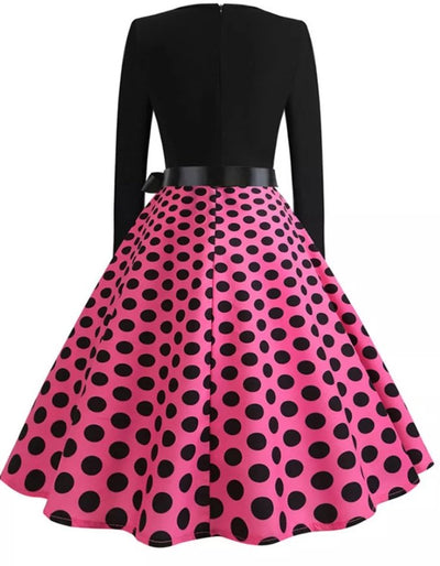 Pin-Up Vintage-Kleid mit rosa Punkten