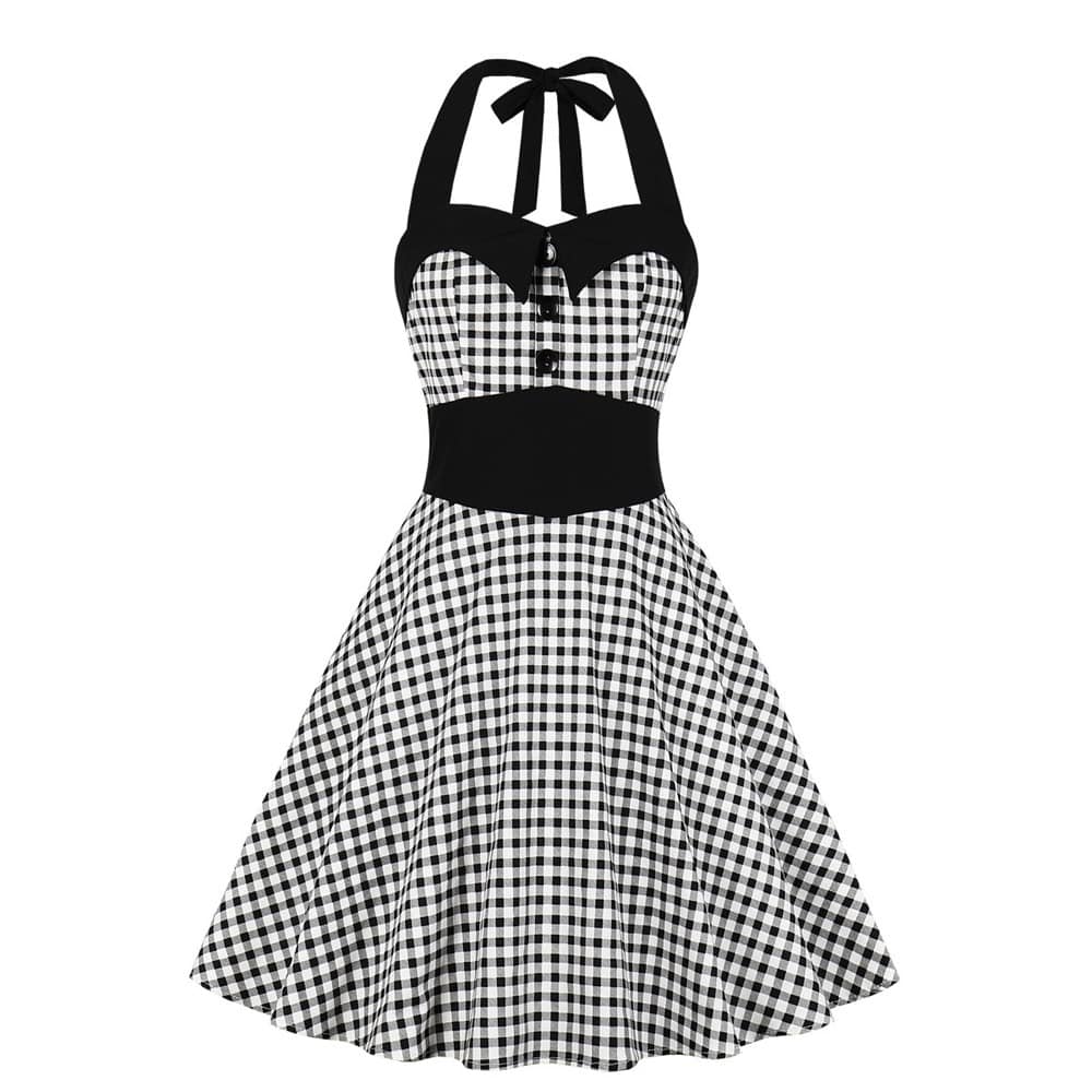 Vintage-Kleid – Schwarzes Gingham-Pin-Up