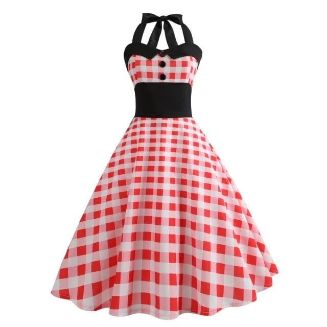 Vintage-Kleid - Roter Gingham-Pin-Up