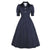 Marineblaues, gepunktetes Vintage-Kleid
