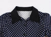 Marineblaues, gepunktetes Vintage-Kleid