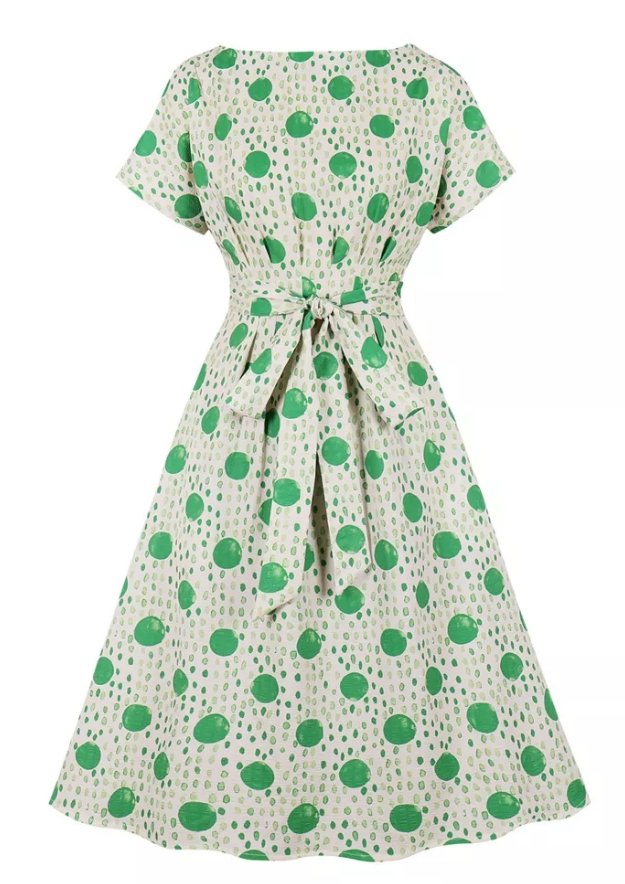 Gepunktetes, gestreiftes Vintage-Kleid