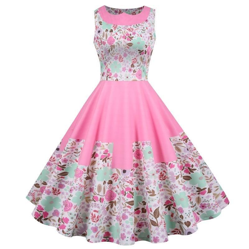 Vintage Prinzessin Rosa Blumen Kleid
