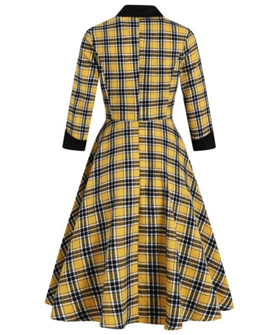 Gelb und schwarz gestreiftes Vintage-Kleid