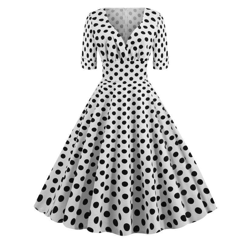 Vintage Rockabilly Kleid 50er Jahre Weiße Punkte