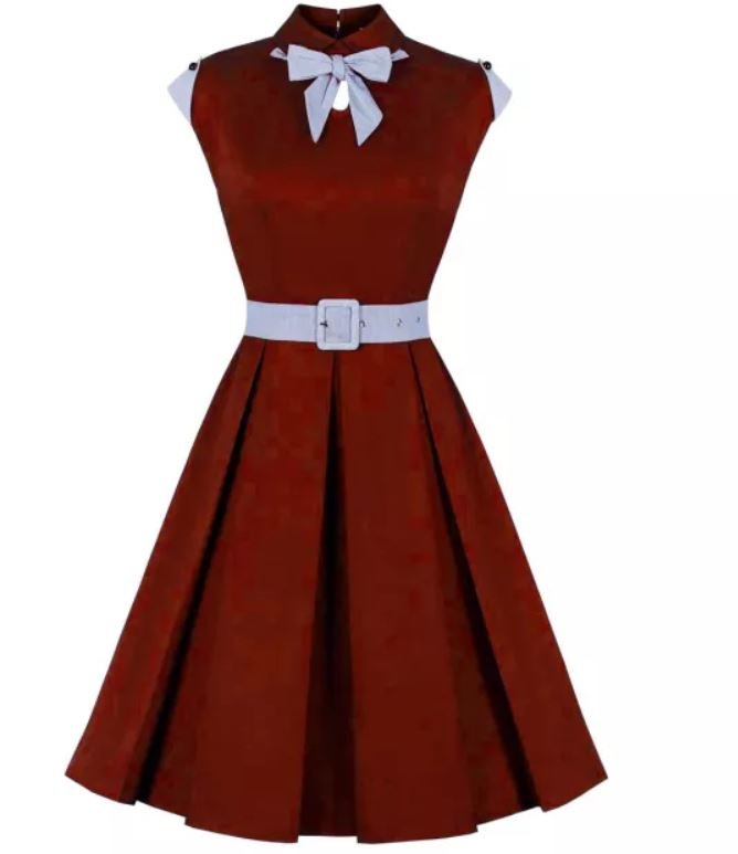 Vintage 50er Jahre Rockabilly Kleid Burgund
