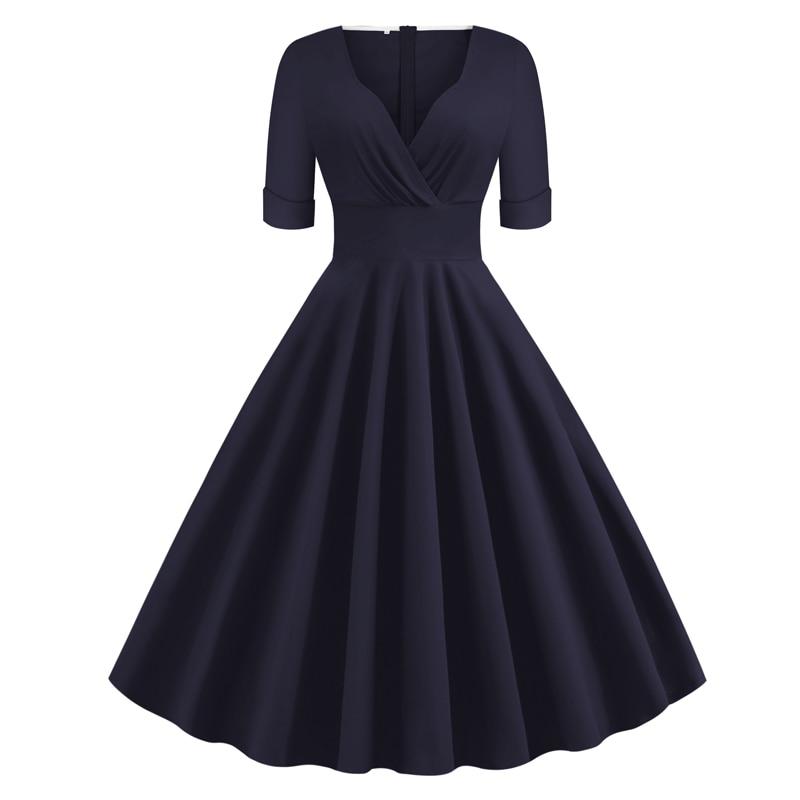 Vintage 50er Jahre Rockabilly Kleid Marineblau