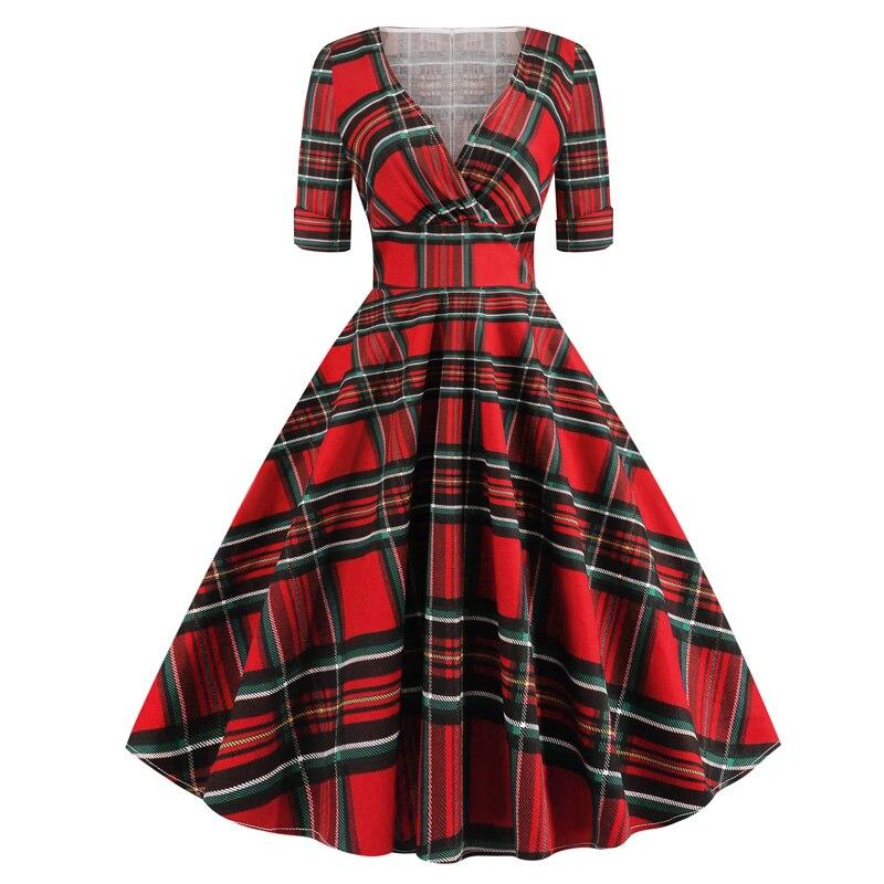 Vintage Rockabilly 50er Jahre Tartan Rotes Kleid
